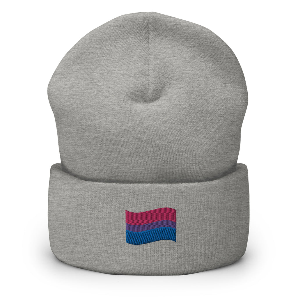 Gorro con puños bordados con la bandera bisexual