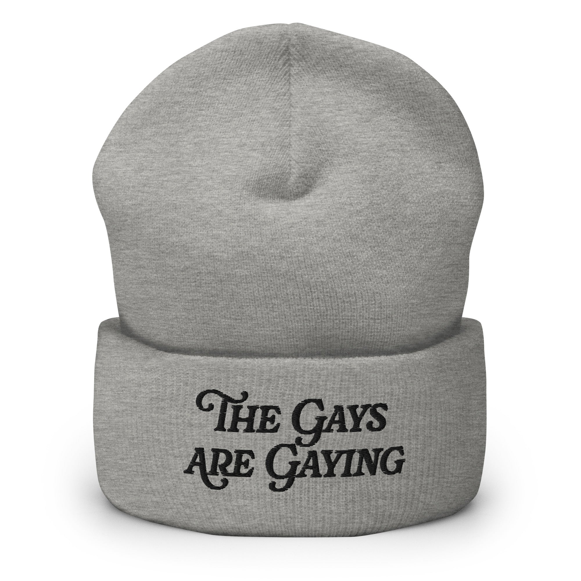 Gorro con puños bordados con la frase "Los gays son gays"
