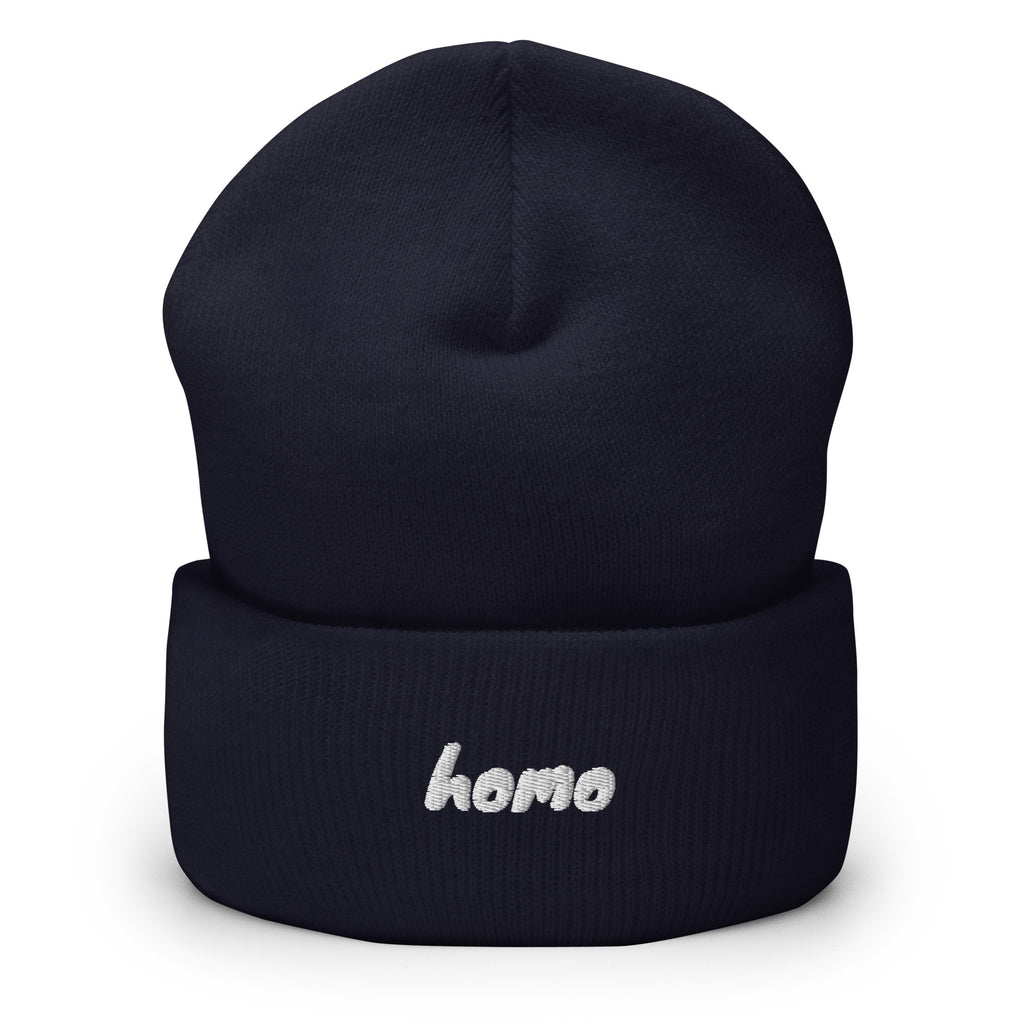 Homo Embroidered Cuffed Beanie