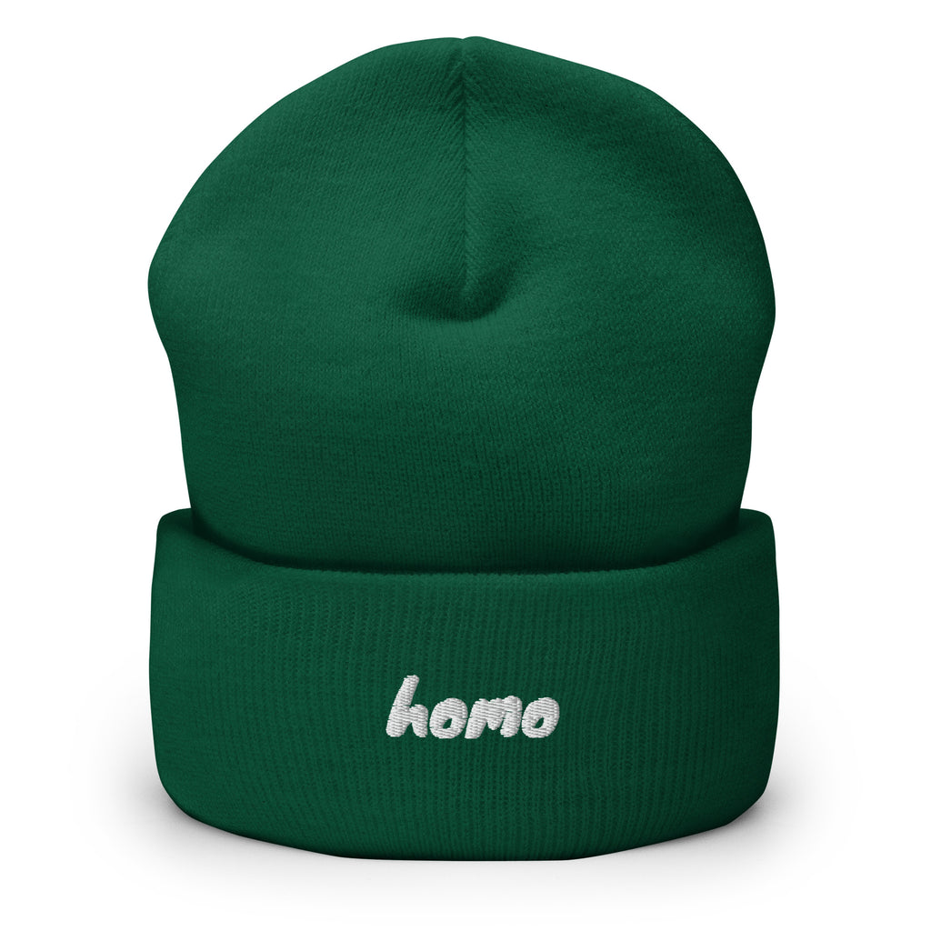 Homo Embroidered Cuffed Beanie