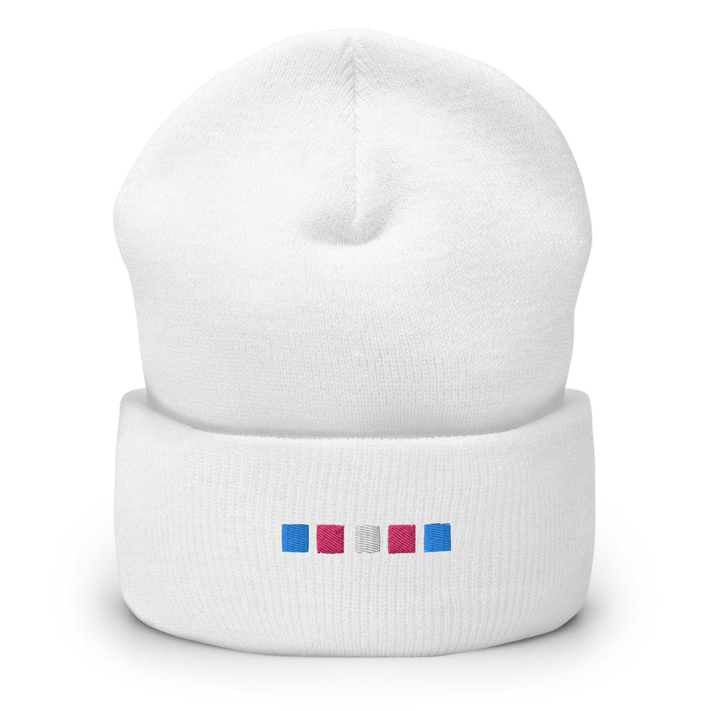 Trans Square Embroidered Cuffed Beanie