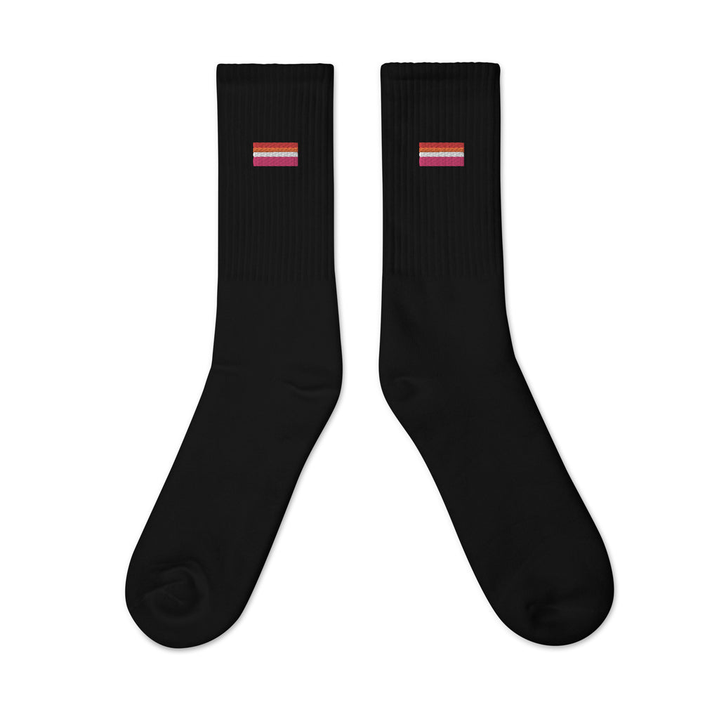 Lesbian Flag Embroidered Socks