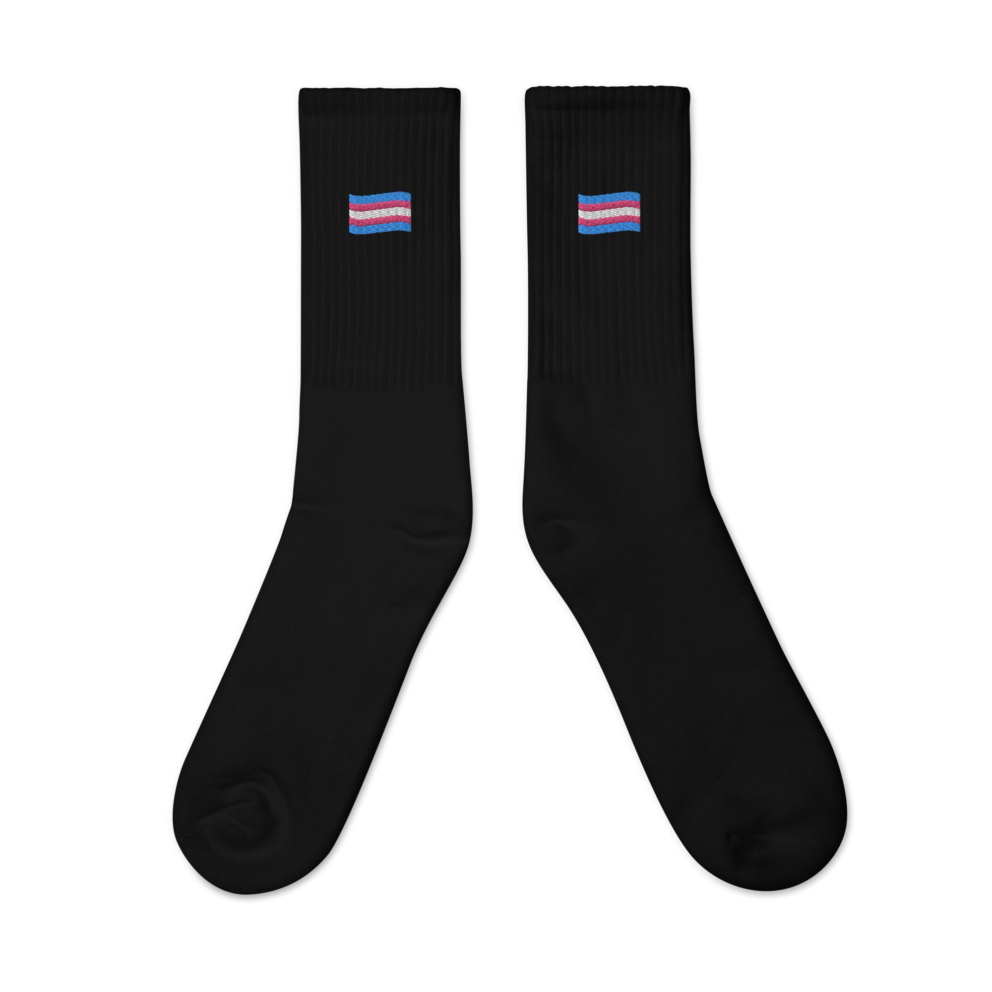 Trans Flag Embroidered Socks