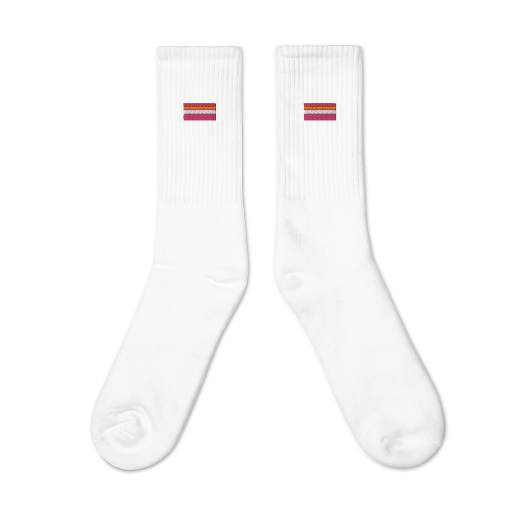 Lesbian Flag Embroidered Socks