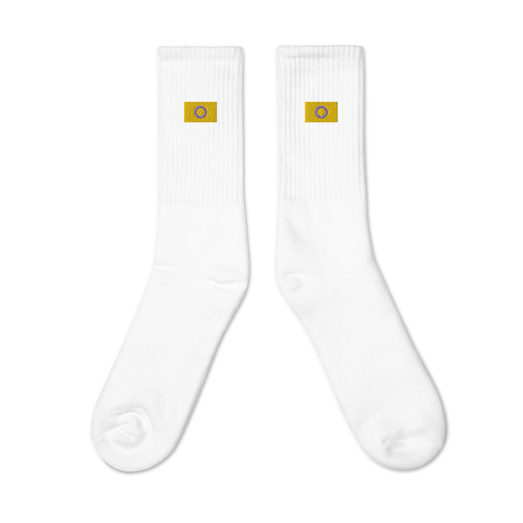 Intersex Flag Embroidered Socks