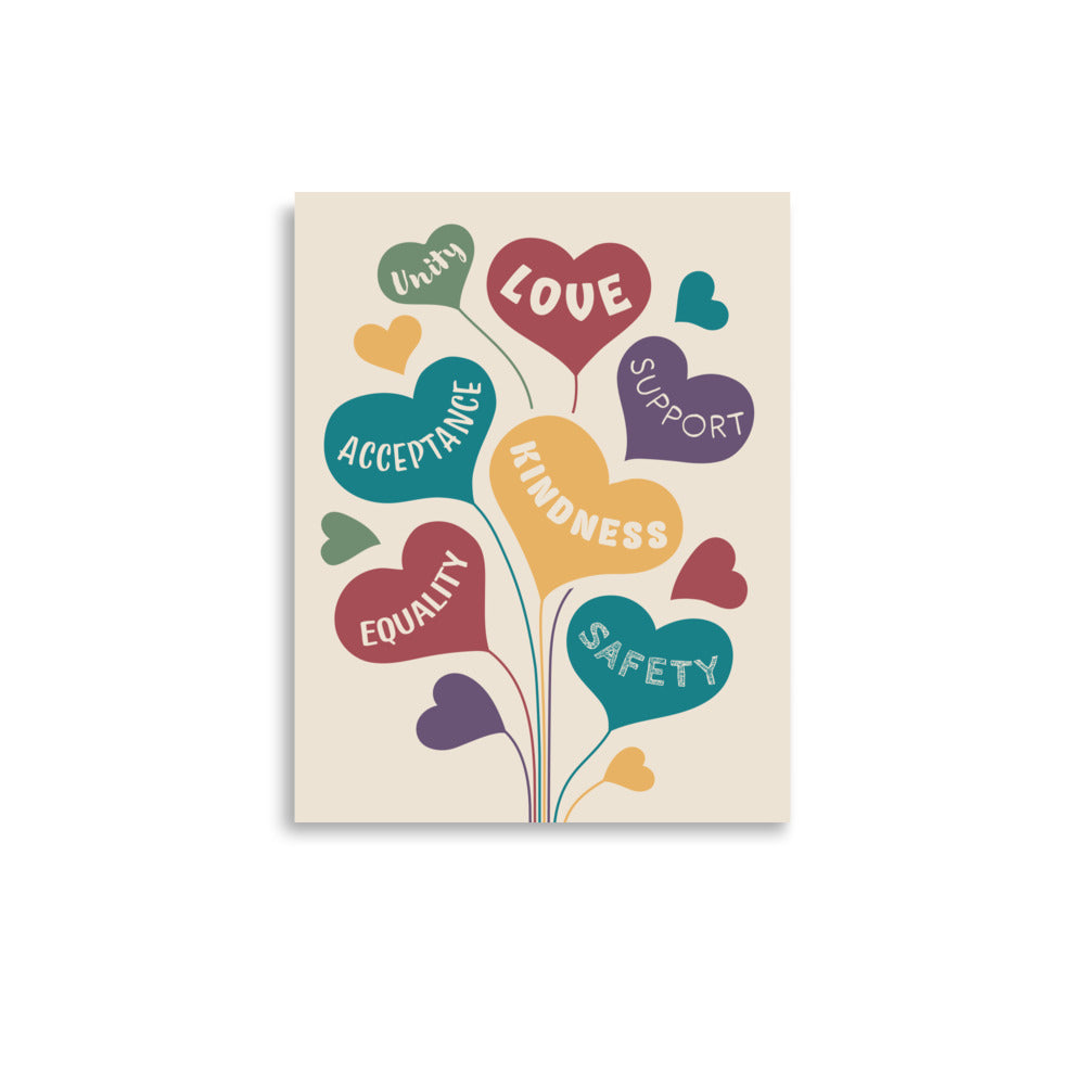 Rainbow Balloon Hearts Poster