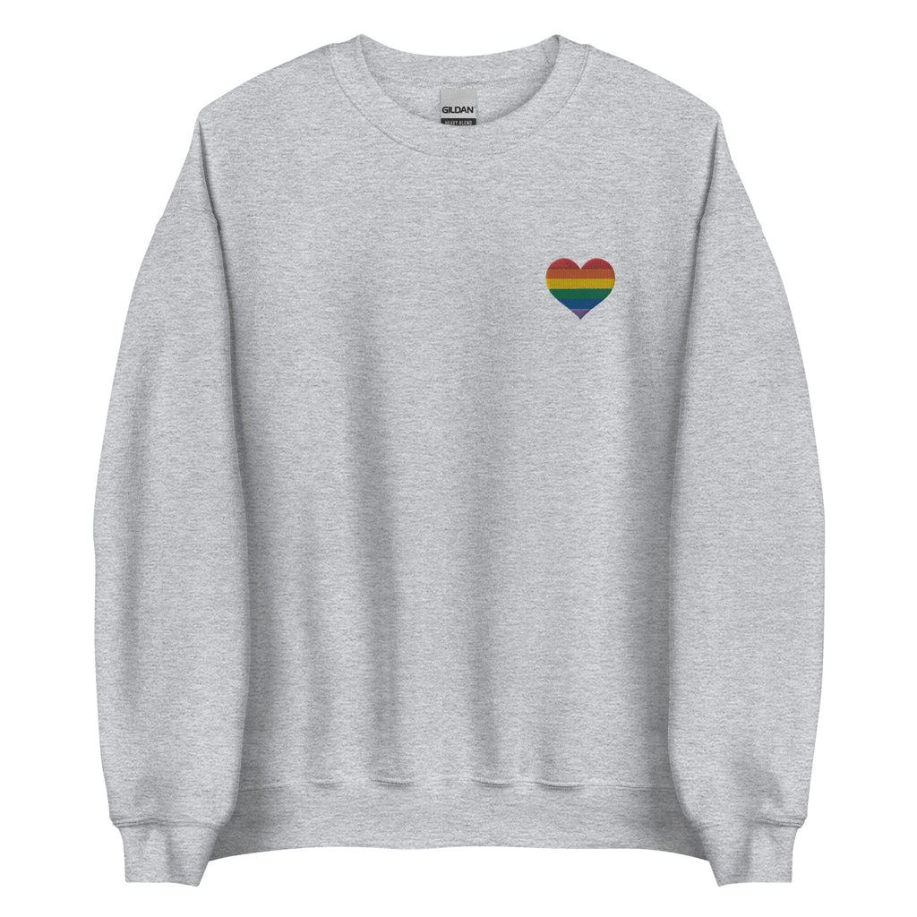 Rainbow Heart Embroidered Unisex Sweatshirt