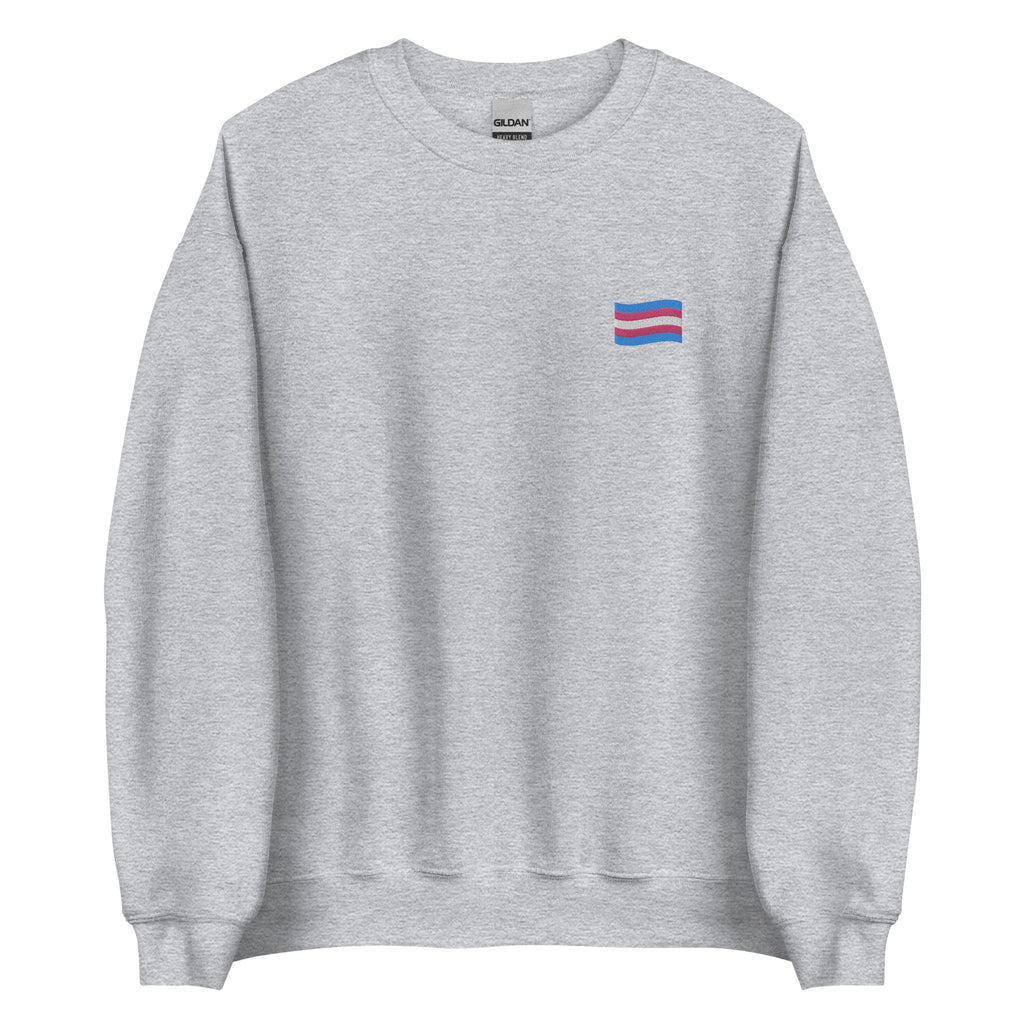 Trans Flag Embroidered Unisex Sweatshirt