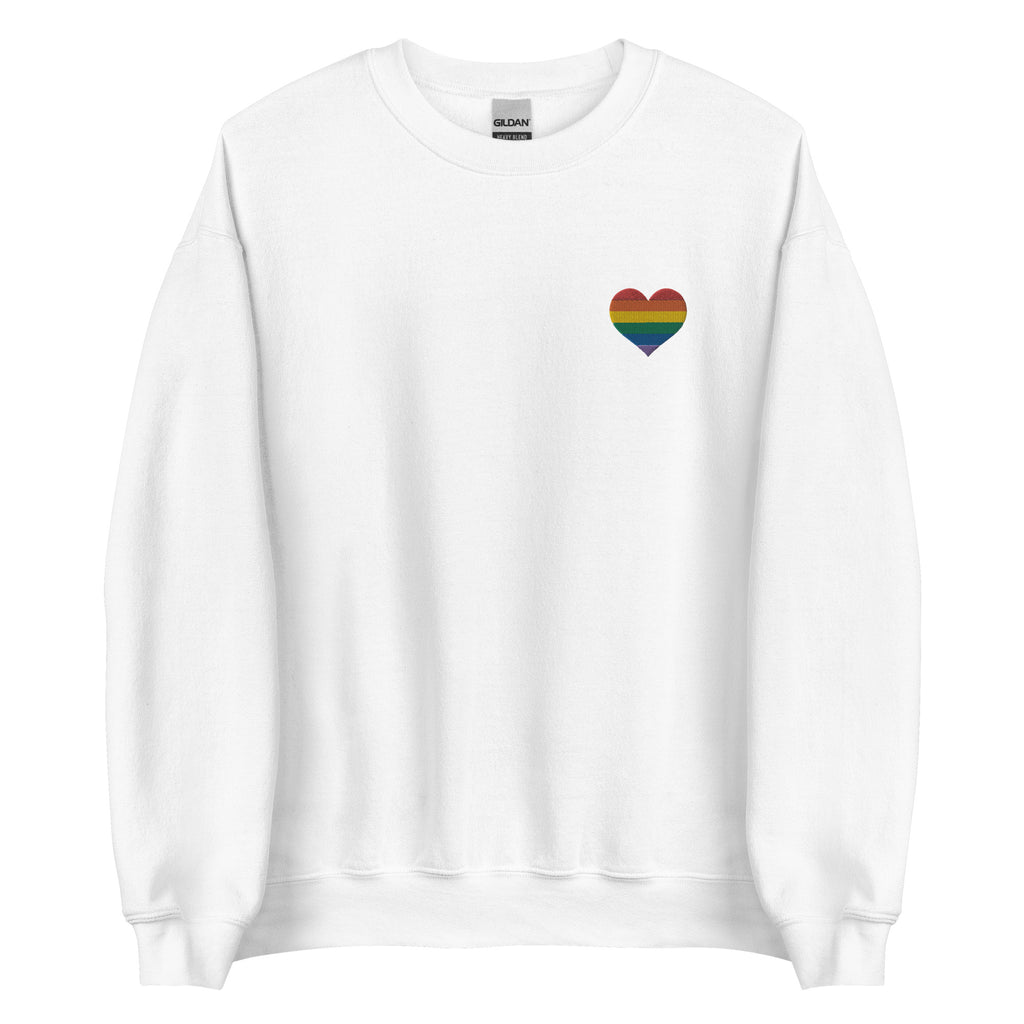 Rainbow Heart Embroidered Unisex Sweatshirt