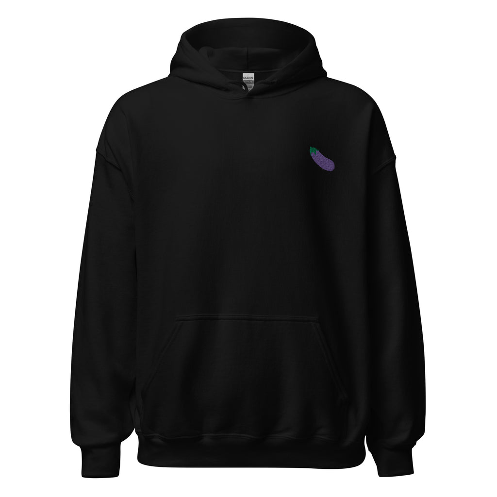 Eggplant Emoji Embroidered Unisex Hoodie