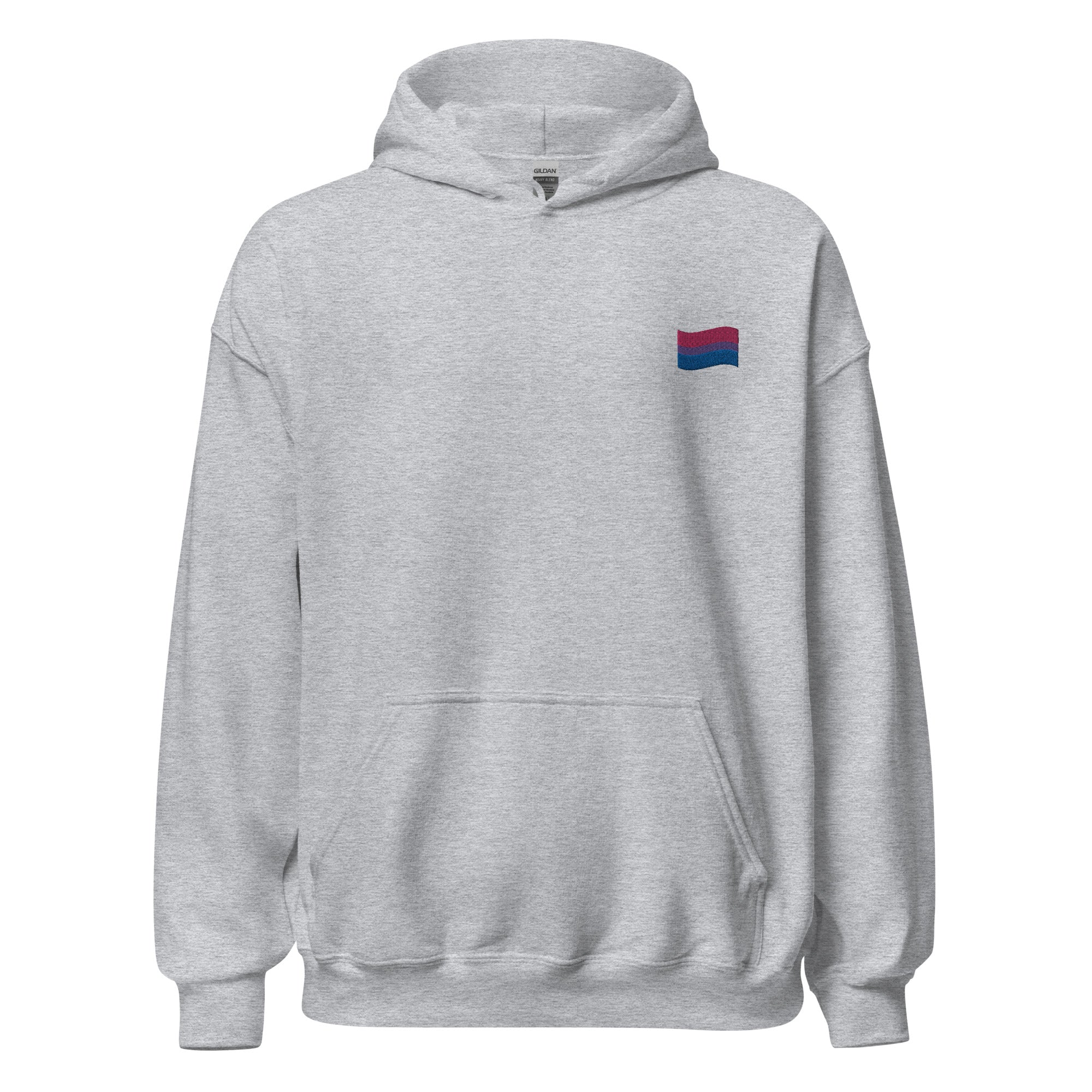 Sudadera unisex con capucha y bandera bisexual bordada