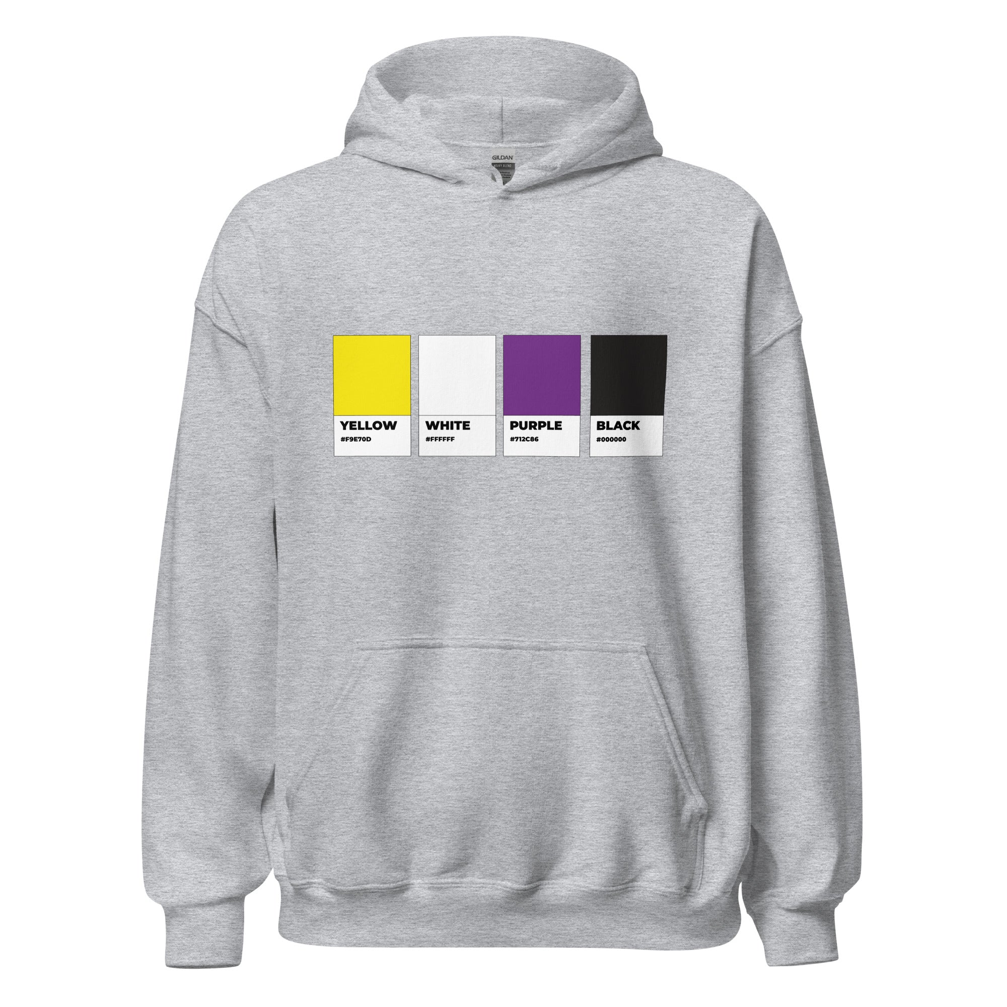 Sudadera unisex con capucha y muestra de colores no binarios