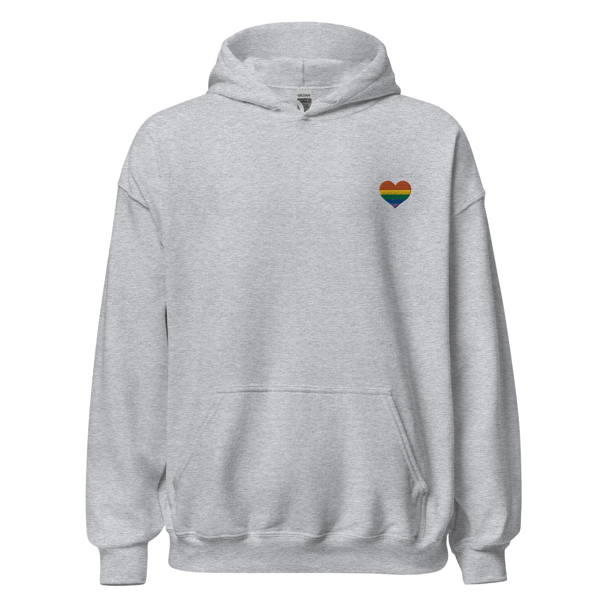 Rainbow Heart Embroidered Unisex Hoodie