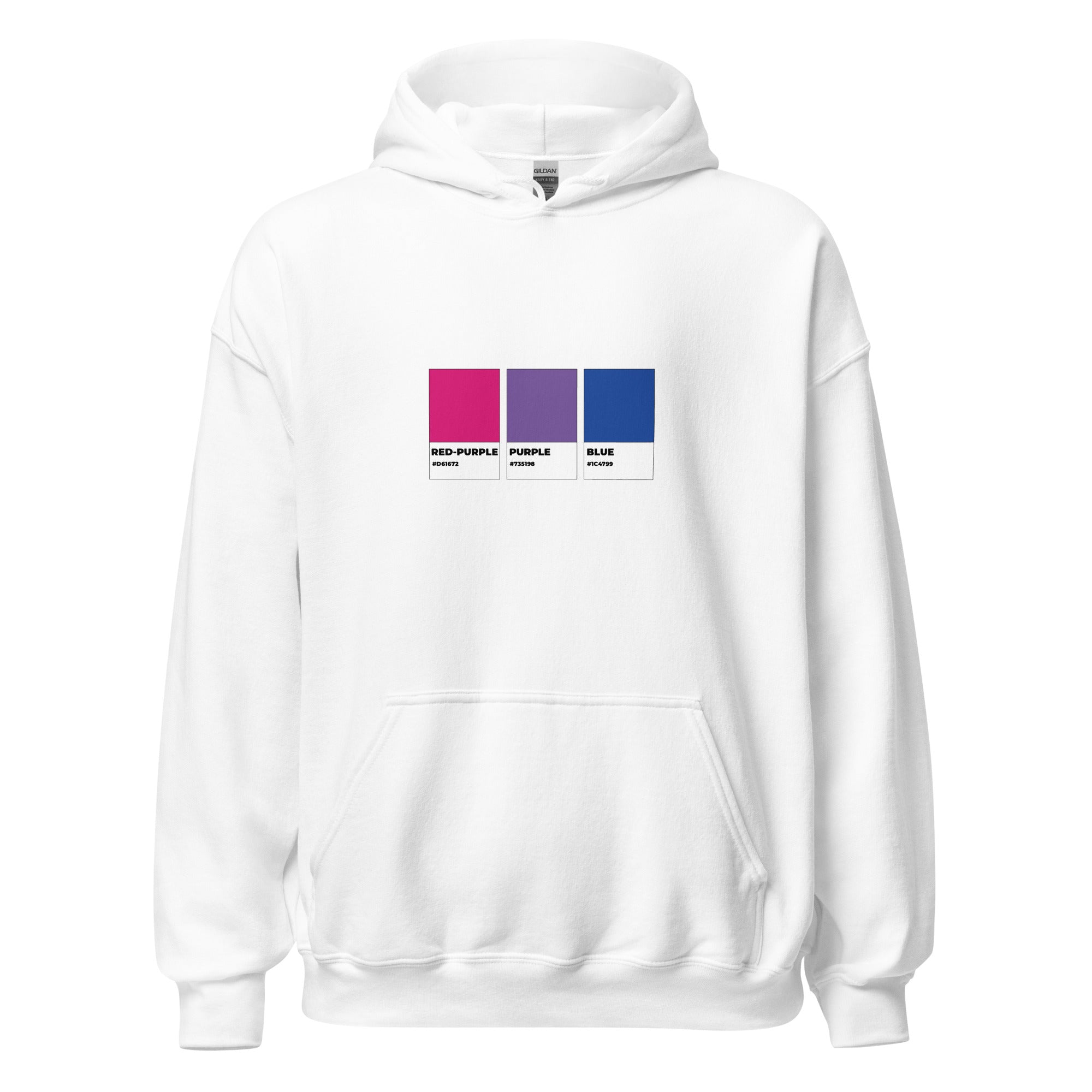 Sudadera unisex con capucha y muestra de colores bisexuales