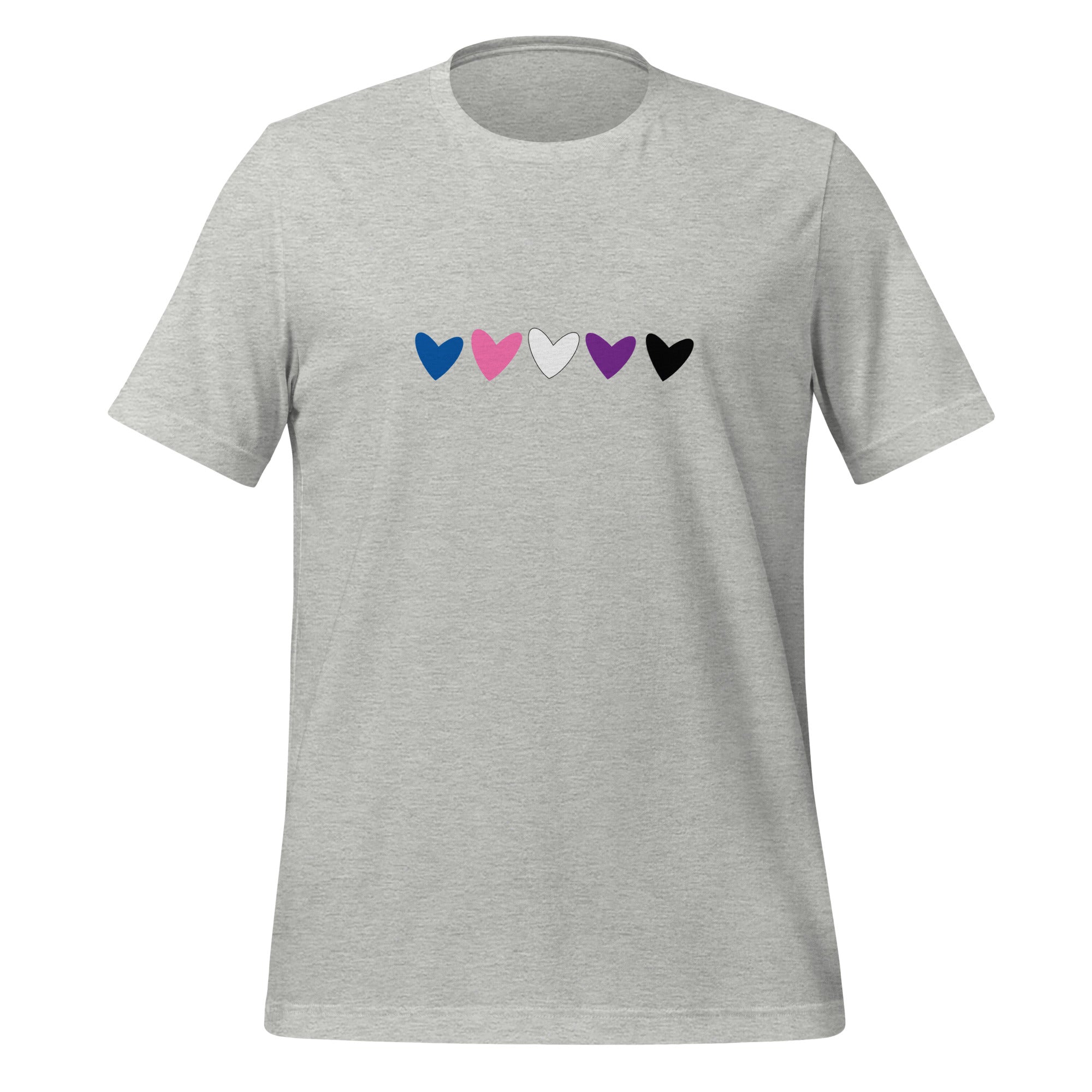 Camiseta unisex con corazones de género fluido