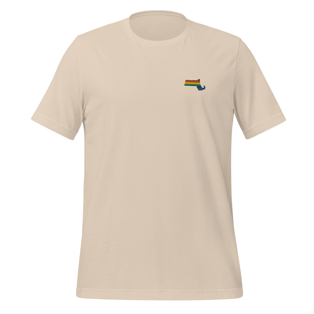 Massachusetts Rainbow Embroidered Unisex T-Shirt