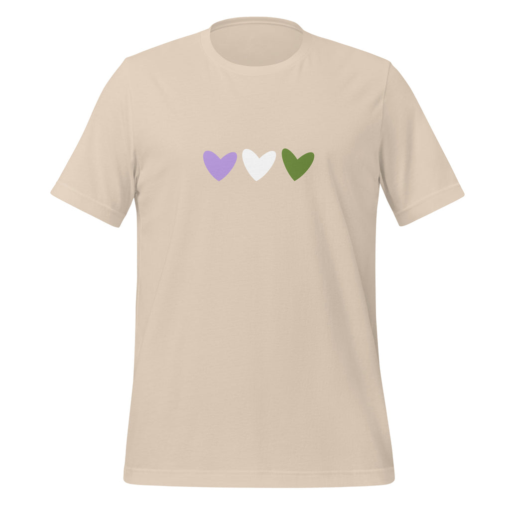 Camiseta unisex con corazones de género no binario