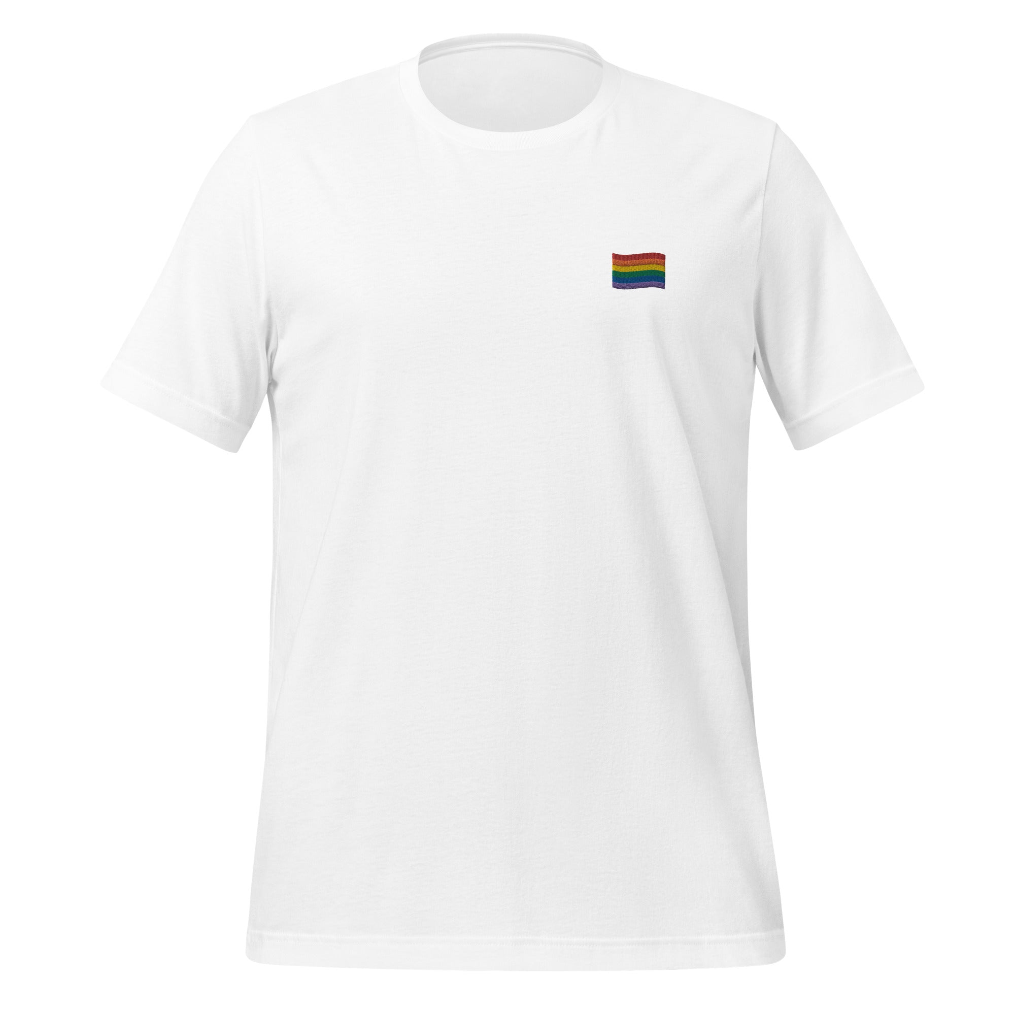 T-shirt unisexe brodé drapeau arc-en-ciel