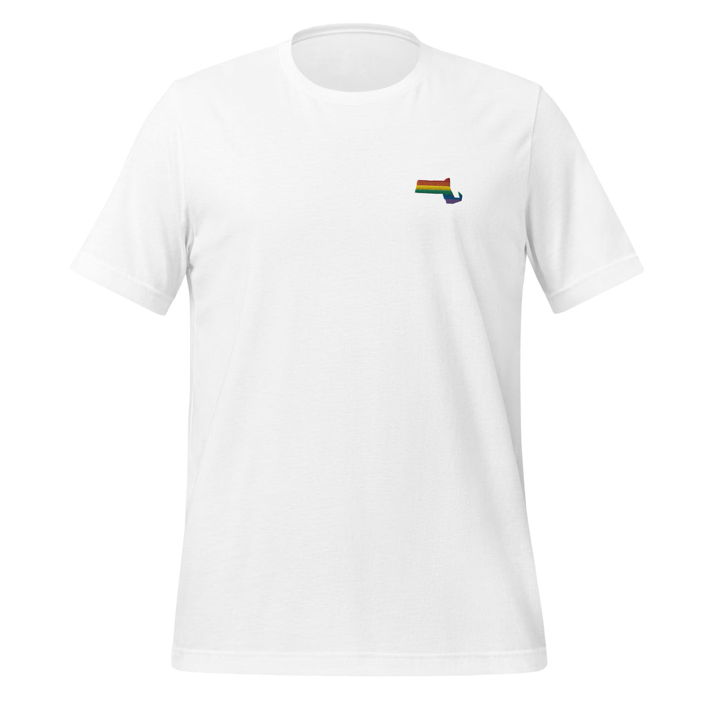 Massachusetts Rainbow Embroidered Unisex T-Shirt