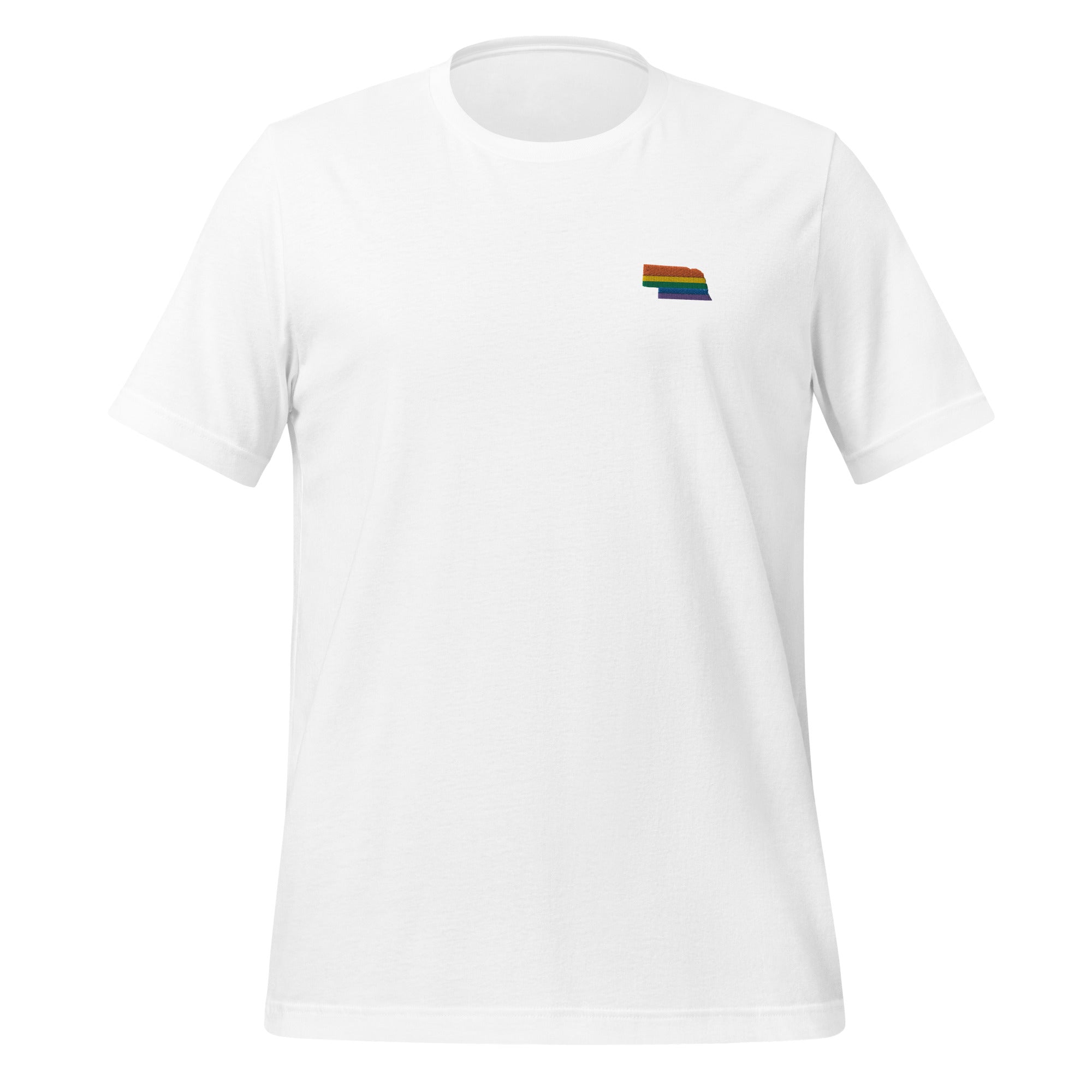 T-shirt unisexe brodé arc-en-ciel du Nebraska