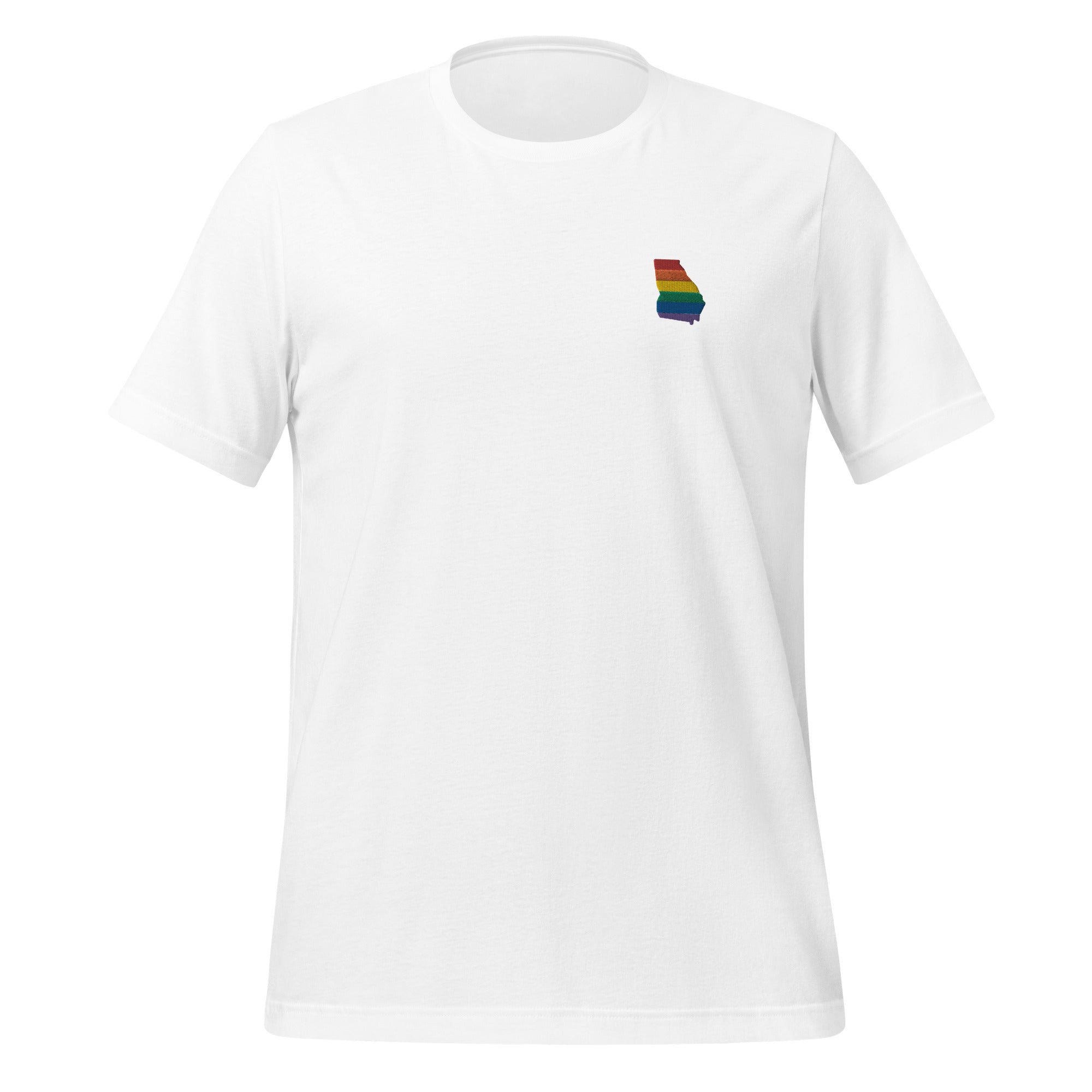 Camiseta unisex bordada con arcoíris de Georgia