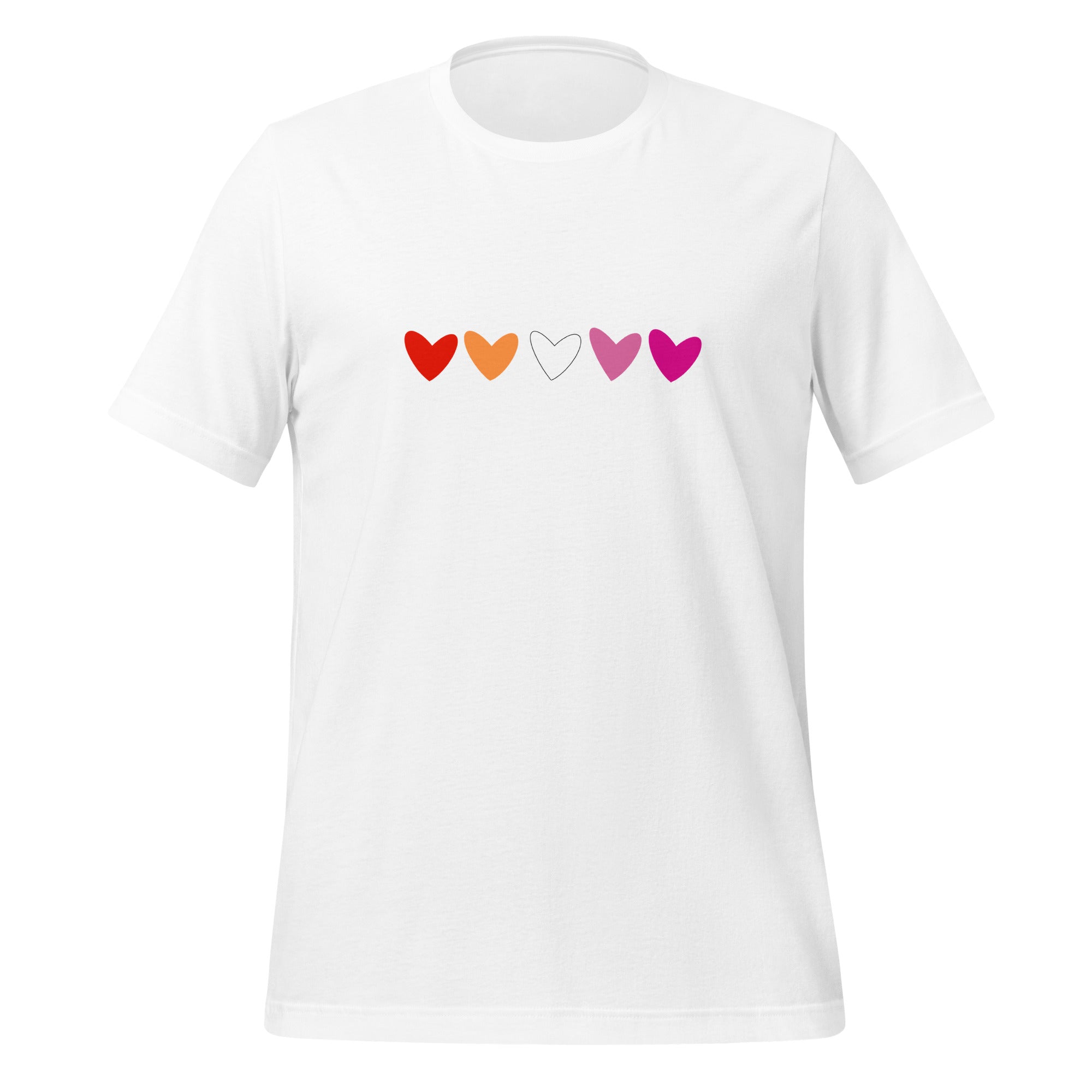 Camiseta unisex de corazones lésbicos