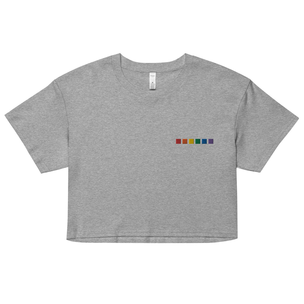 Rainbow Squares Embroidered Unisex Crop Top