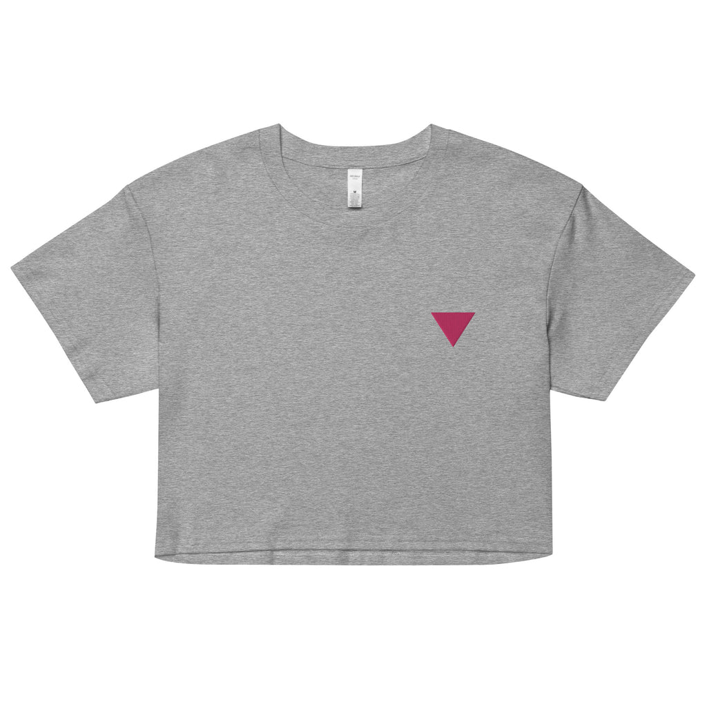 Pink Triangle Embroidered Unisex Crop Top