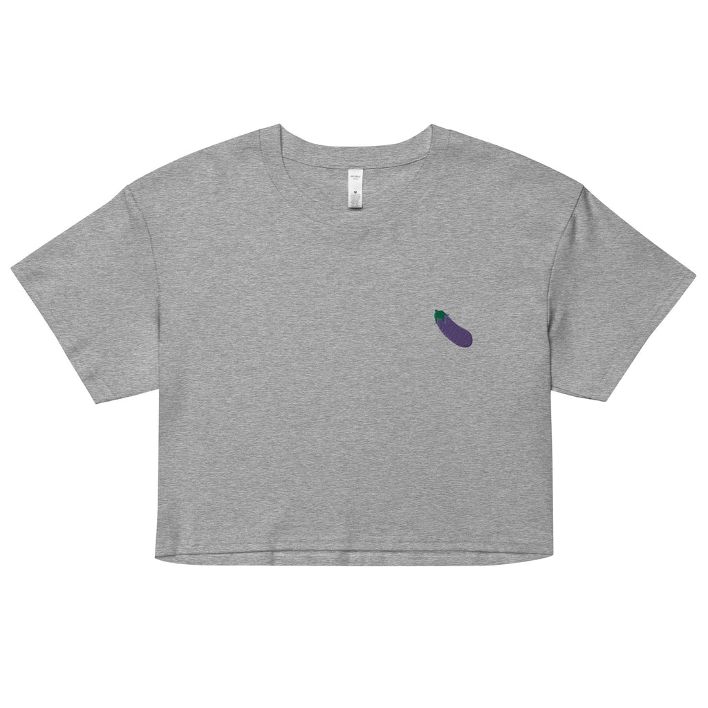 Eggplant Emoji Embroidered Unisex Crop Top