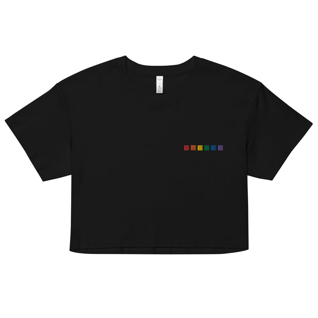 Rainbow Squares Embroidered Unisex Crop Top