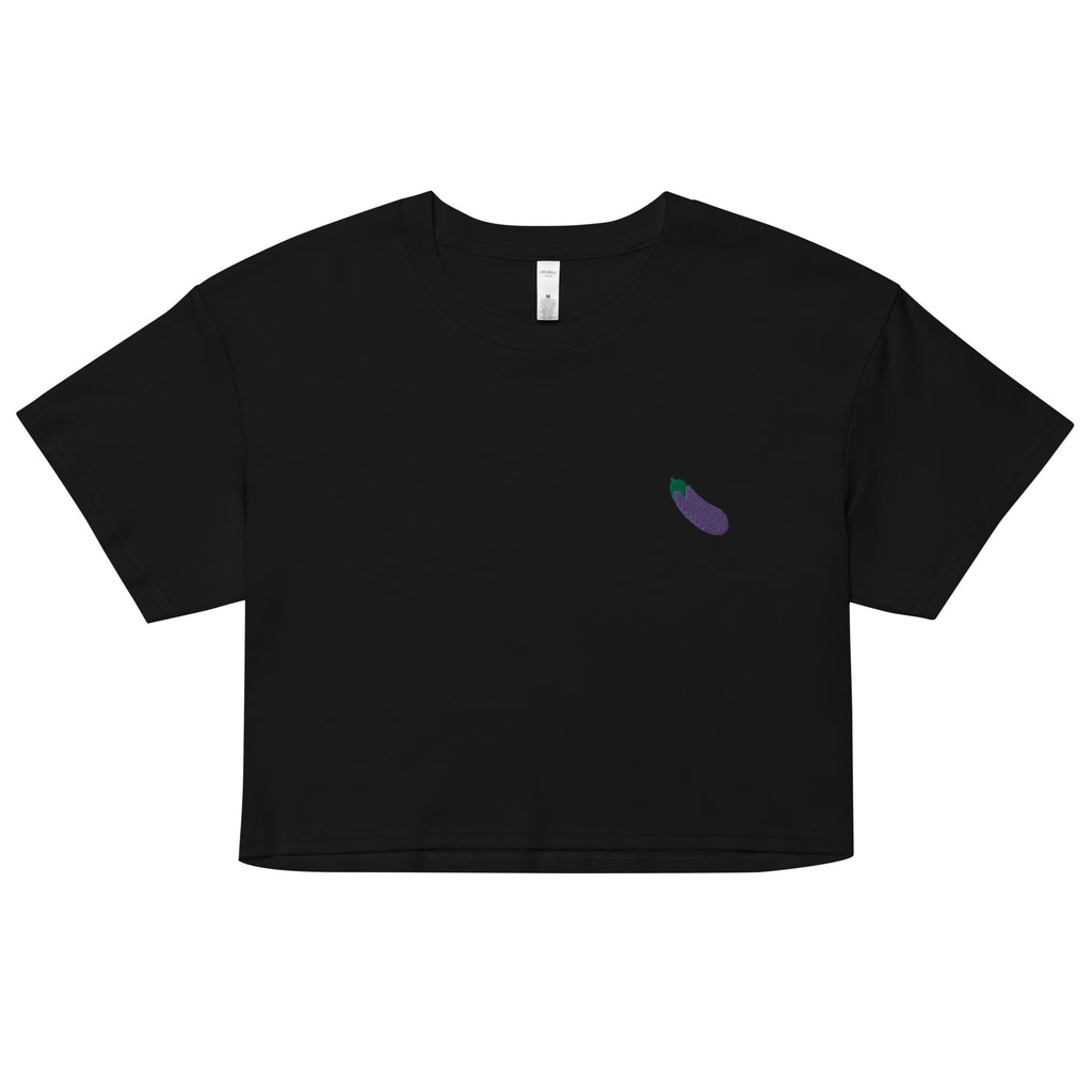 Eggplant Emoji Embroidered Unisex Crop Top