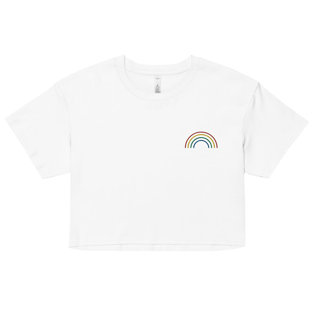 Rainbow Arch Embroidered Unisex Crop Top