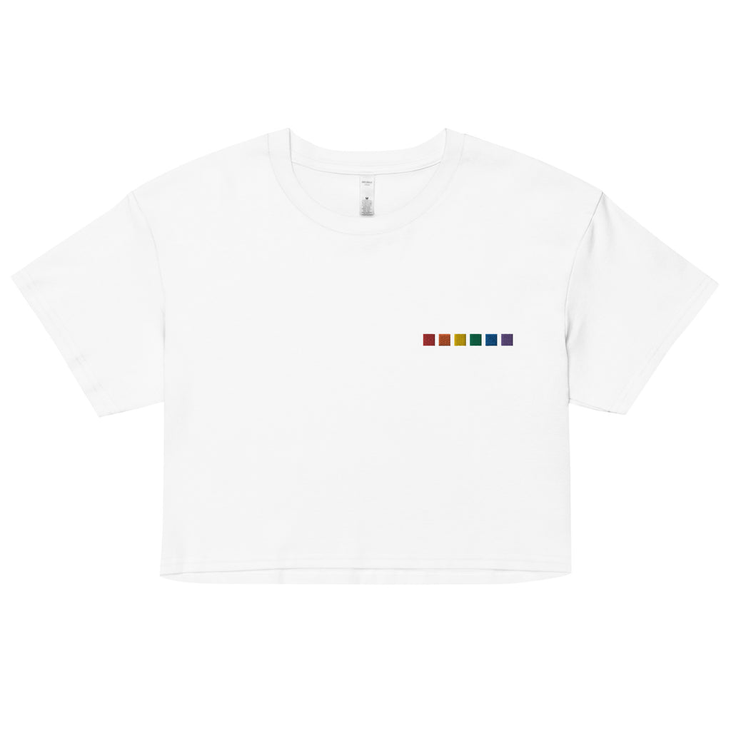 Rainbow Squares Embroidered Unisex Crop Top