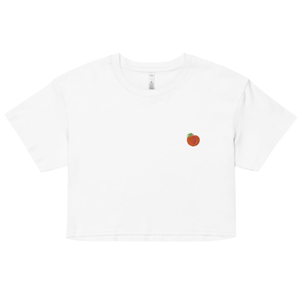 Peach Emoji Embroidered Unisex Crop Top