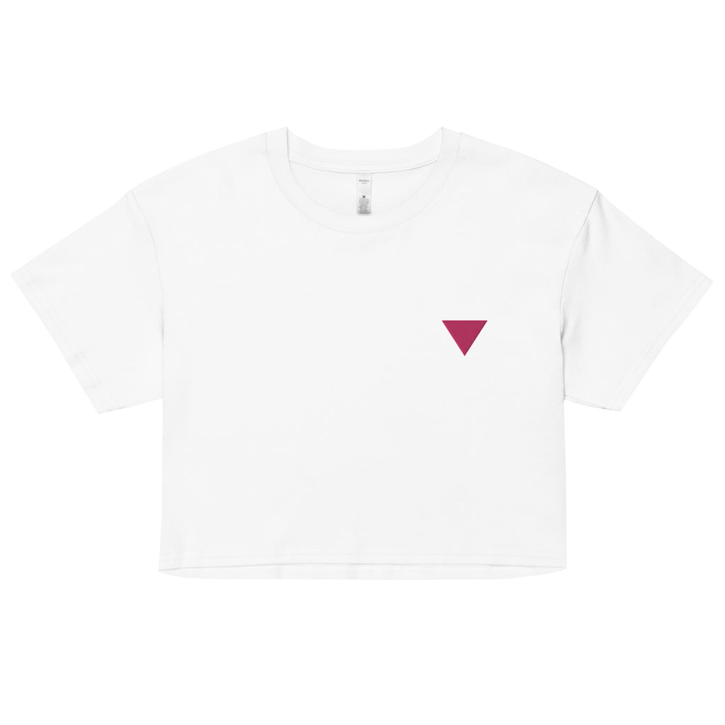 Pink Triangle Embroidered Unisex Crop Top