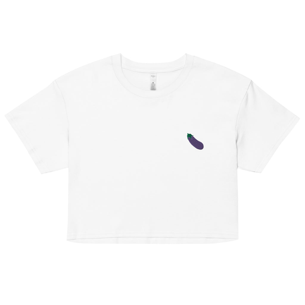 Eggplant Emoji Embroidered Unisex Crop Top