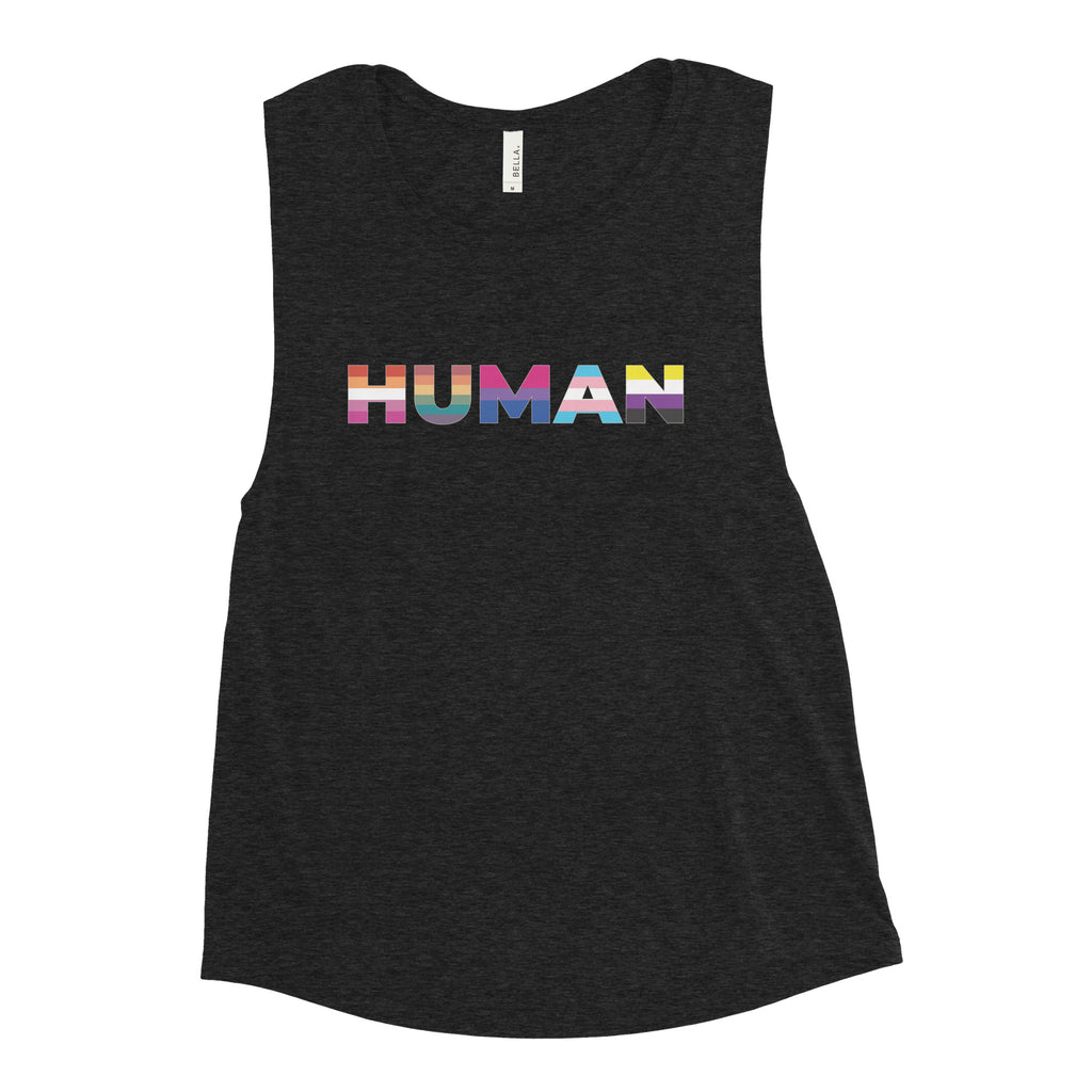 Camiseta sin mangas para mujer con banderas humanas