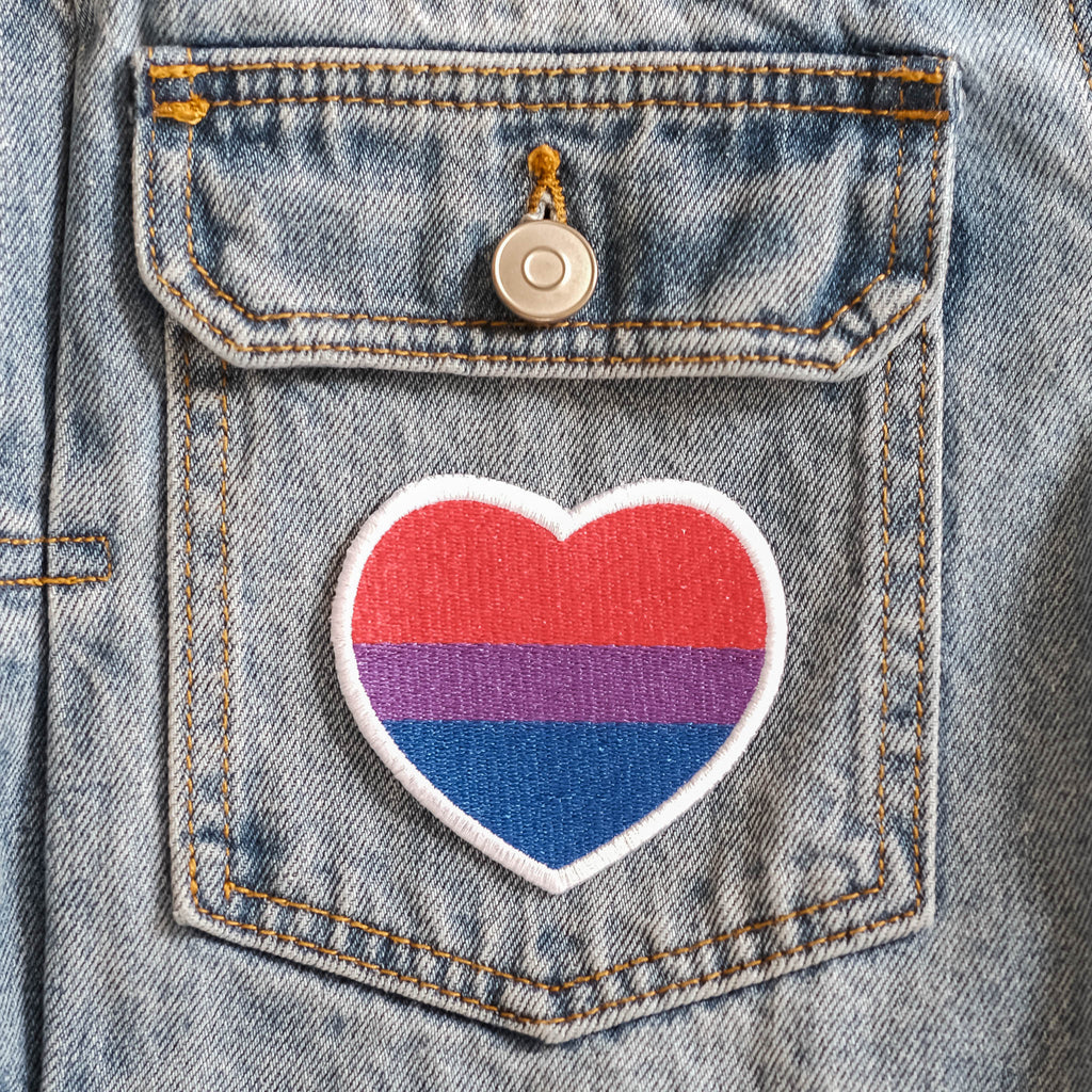 Bisexual Heart Embroidered Patch