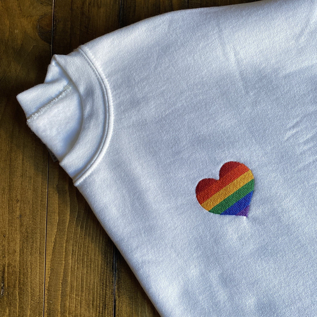 Rainbow Heart Embroidered Unisex Sweatshirt