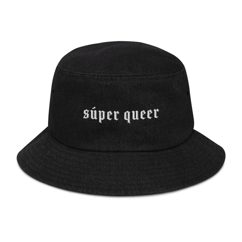 Súper Queer Denim Bucket Hat