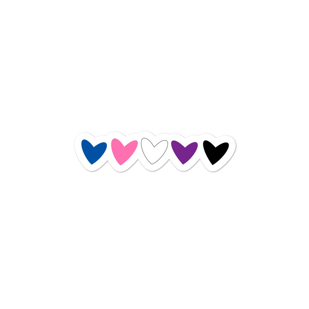 Genderfluid Hearts Stickers