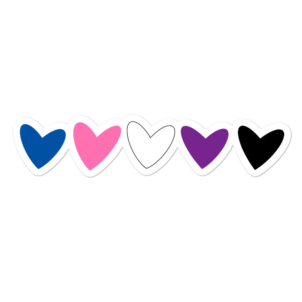 Genderfluid Hearts Stickers