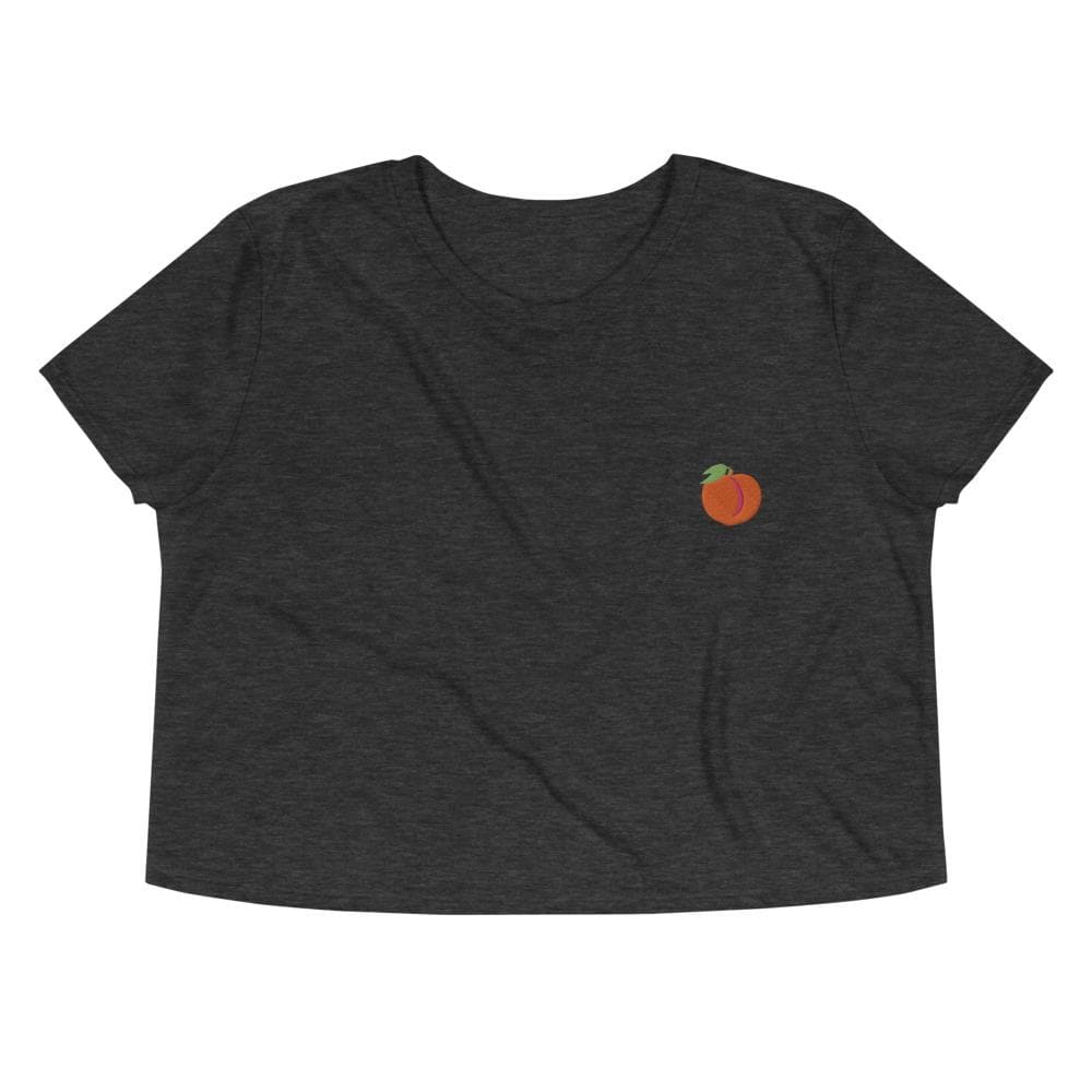 Peach Emoji Embroidered Crop Top