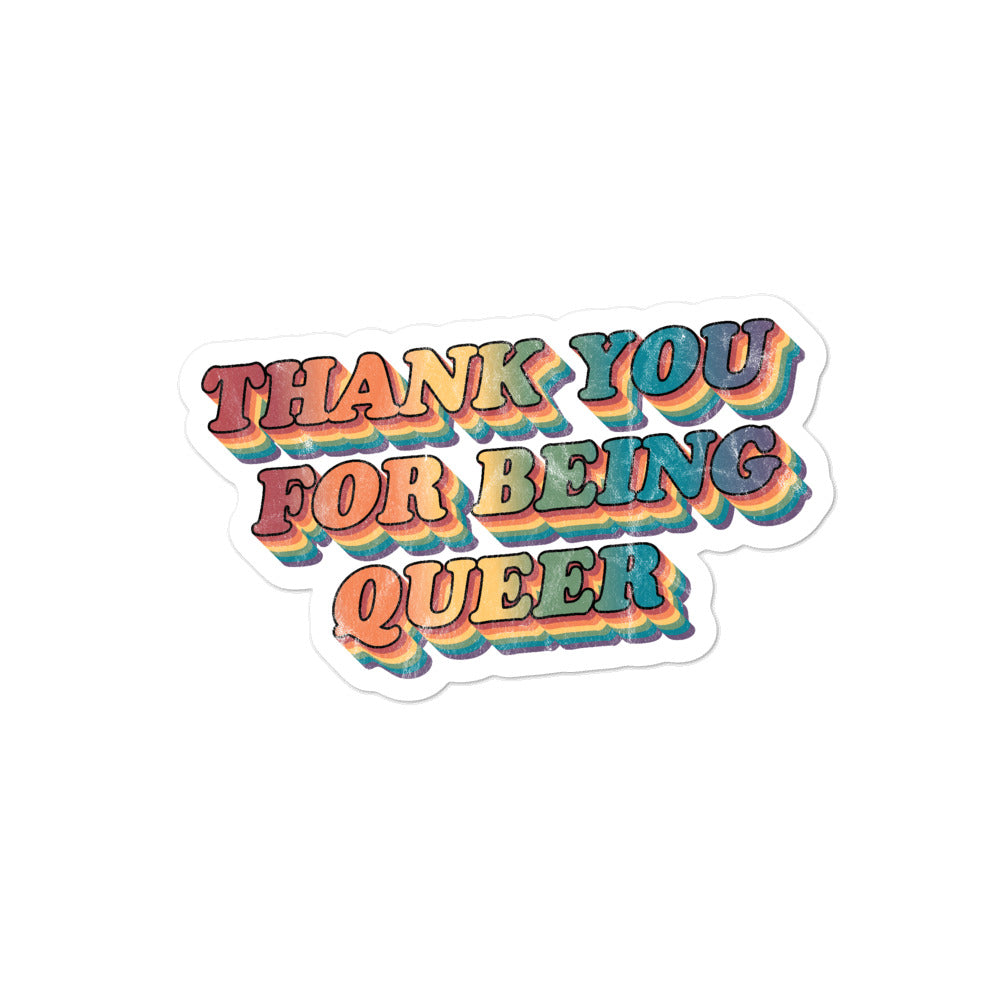 Retro Thank You For Being Queer Stickers