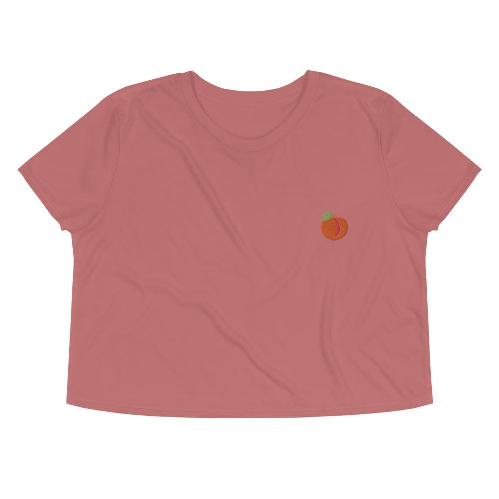 Peach Emoji Embroidered Crop Top