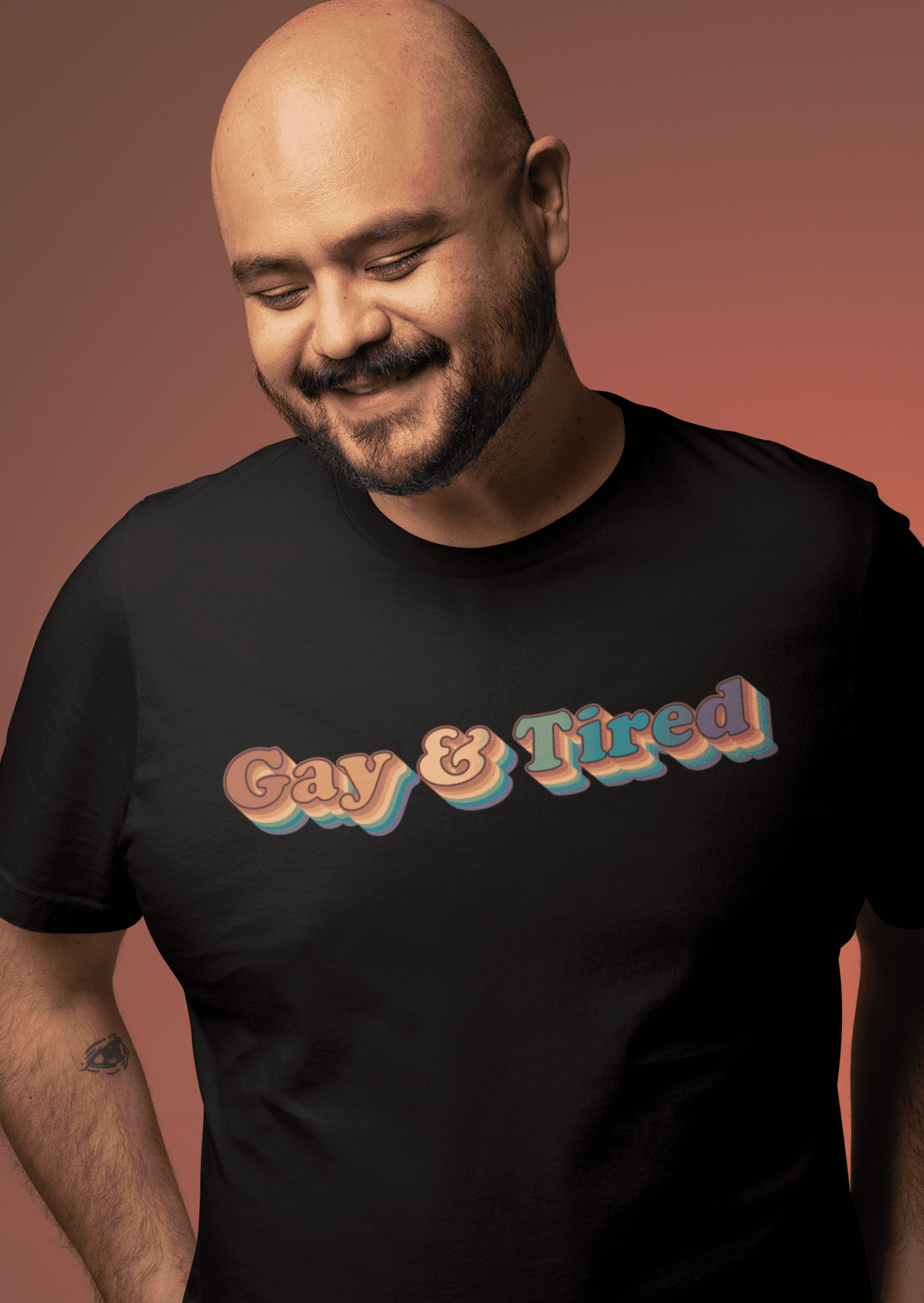 Gay and tired t-shirt in a retro look