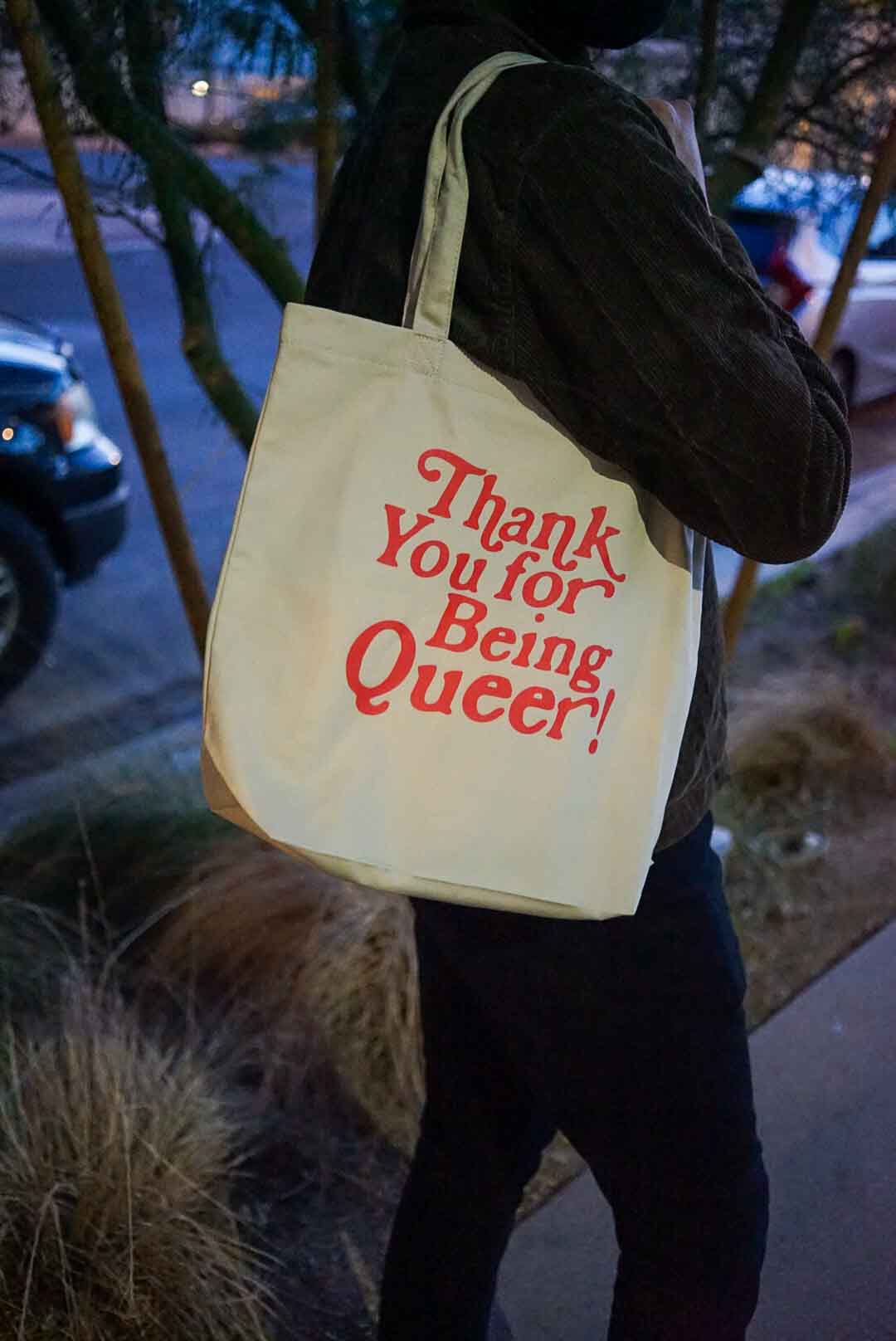 Bolsa de tela orgánica "Gracias por ser queer"