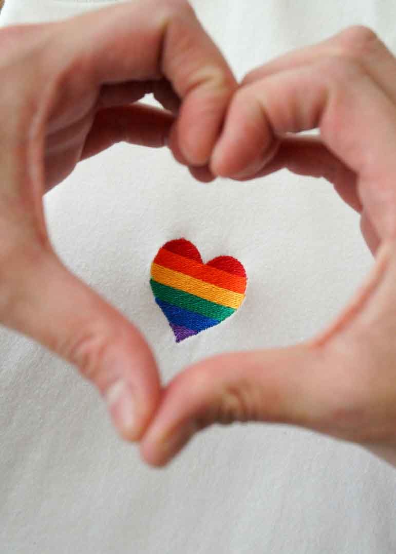 Rainbow Heart Embroidered Unisex Hoodie