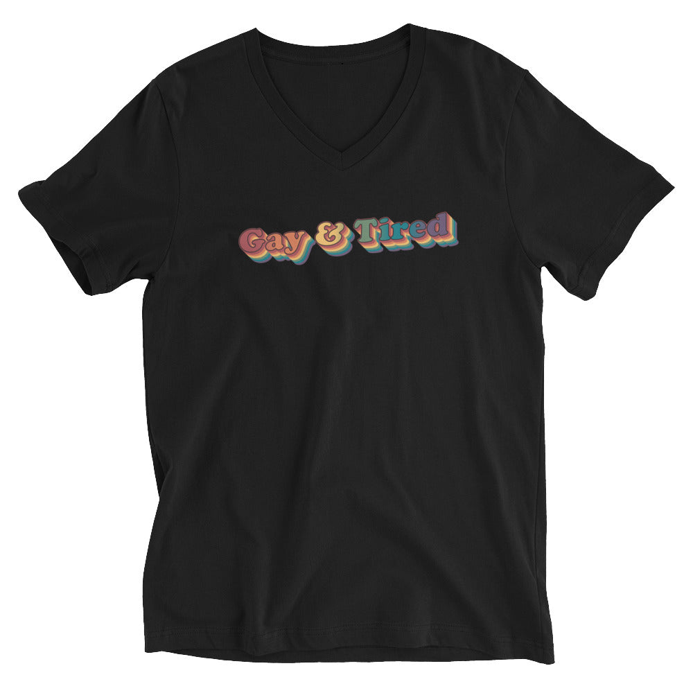 Retro Gay & Tired Unisex V-Neck
