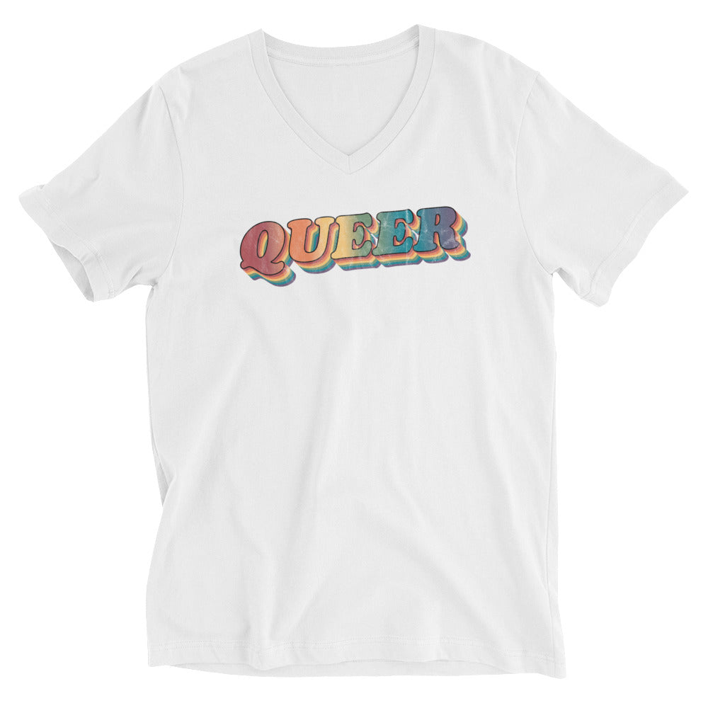 Camiseta unisex retro queer con cuello en V